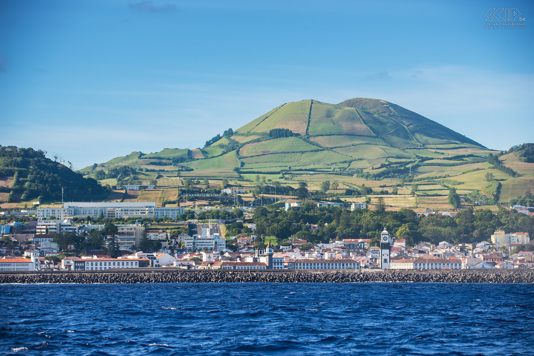 Ponta Delgada The capital Ponta Delgada photograph from our boat at sea. Stefan Cruysberghs